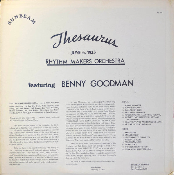 Rhythm Makers Orchestra, Benny Goodman - Thesaurus - Volume 1