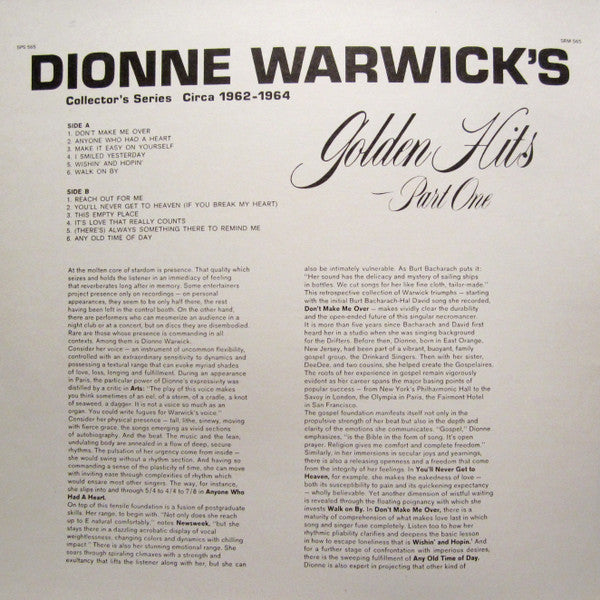 Dionne Warwick's Golden Hits - Part One - secondary
