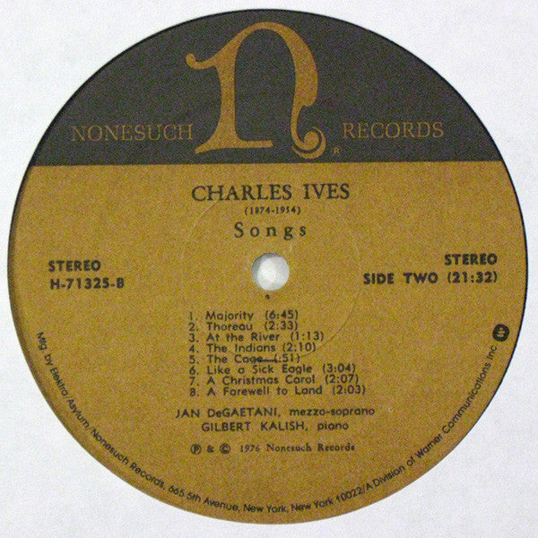 Charles Ives, Jan DeGaetani, Gilbert Kalish - Songs