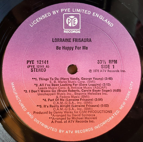 Lorraine Frisaura - Be Happy For Me