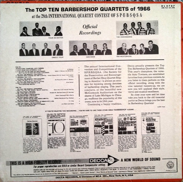 Various - The Top Ten Barbershop Quartets Of 1966