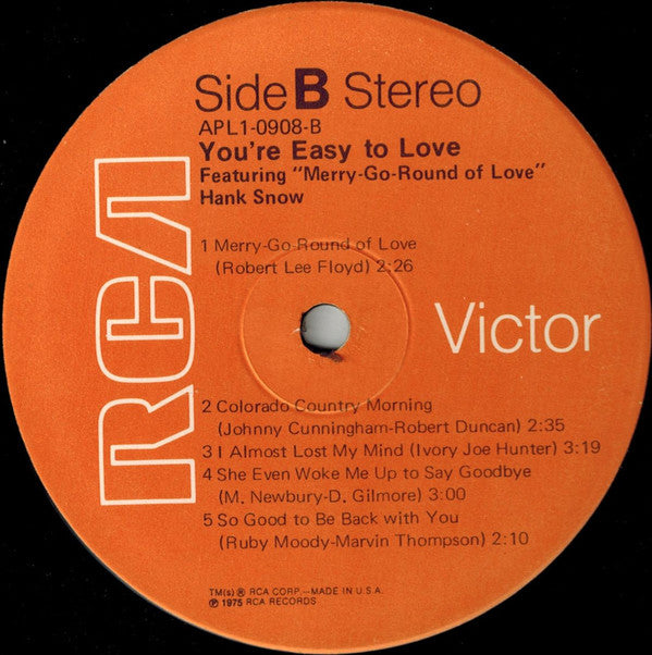 Hank Snow - You're Easy To Love