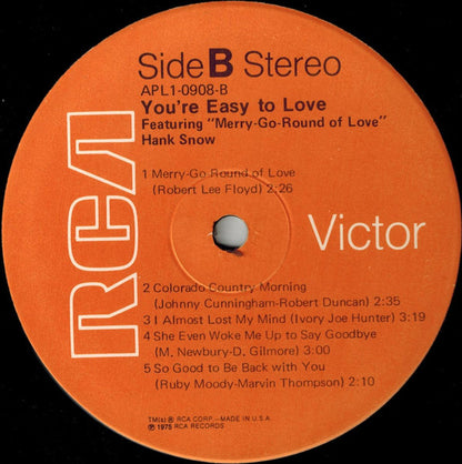 Hank Snow - You're Easy To Love