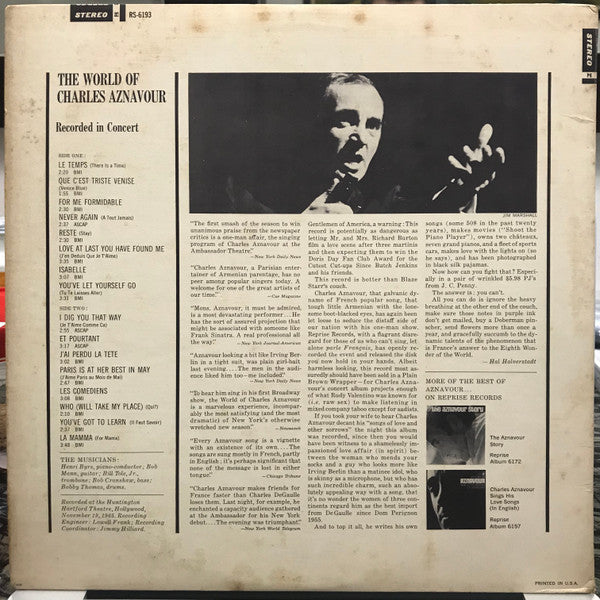 Charles Aznavour - The World Of Charles Aznavour All About Love