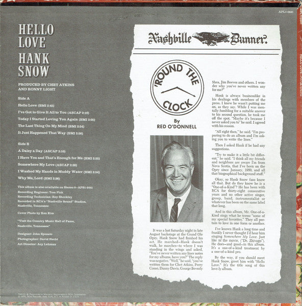 Hank Snow - Hello Love