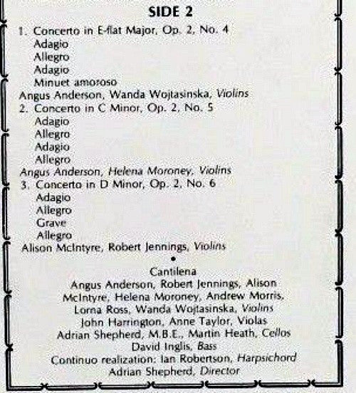 John Hebden, Cantilena - Six Concerti For Strings, Op. 2