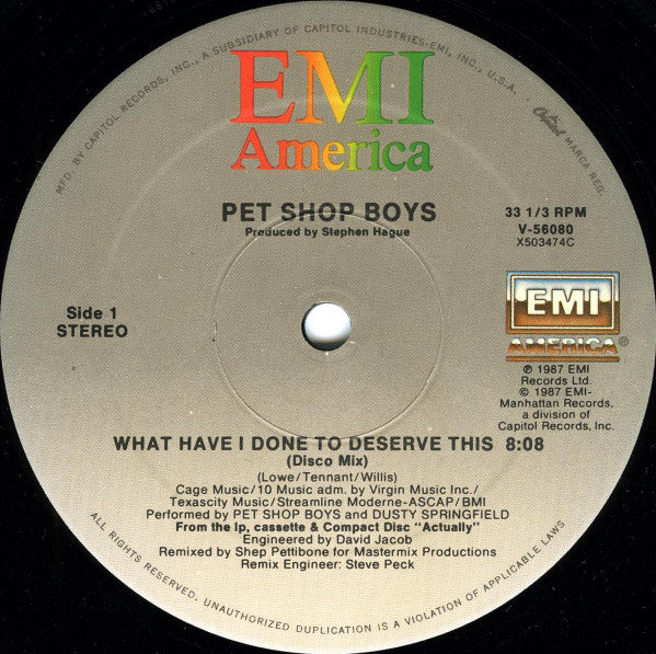 Pet Shop Boys, Dusty Springfield, Pet Shop Boys - What Have I Done To Deserve This? / Rent