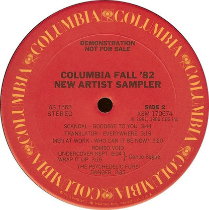 Columbia Fall '82 New Artists Sampler - secondary
