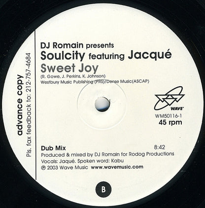 12" Single: DJ Romain, Soul City - Sweet Joy