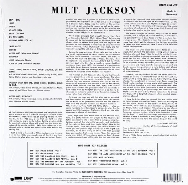 Milt Jackson With John Lewis, Percy Heath, Kenny Clarke, Lou Donaldson And The Thelonious Monk Quintet - secondary