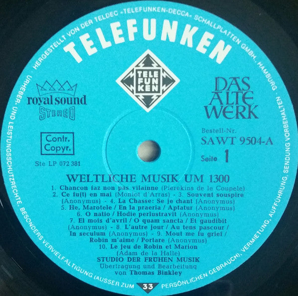 Robin Et Marion • Llibre Vermell U.A. - Weltliche Musik Um 1300 - secondary