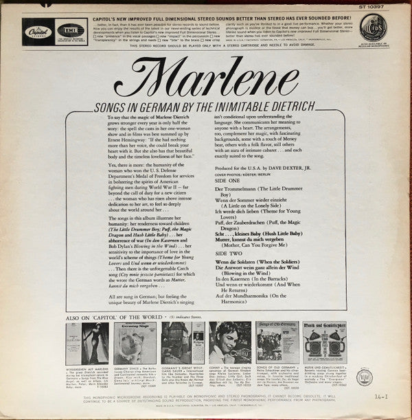 Marlene Dietrich - Songs In German By The Inimitable Dietrich