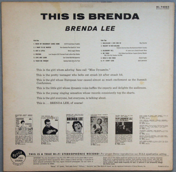 Brenda Lee - This Is Brenda
