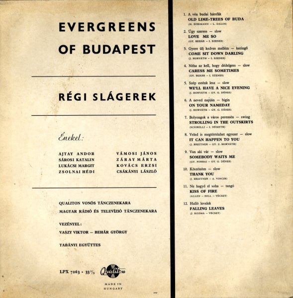 Various - Evergreen Melodies (Evergreen Of Budapest - Régi Slágerek)