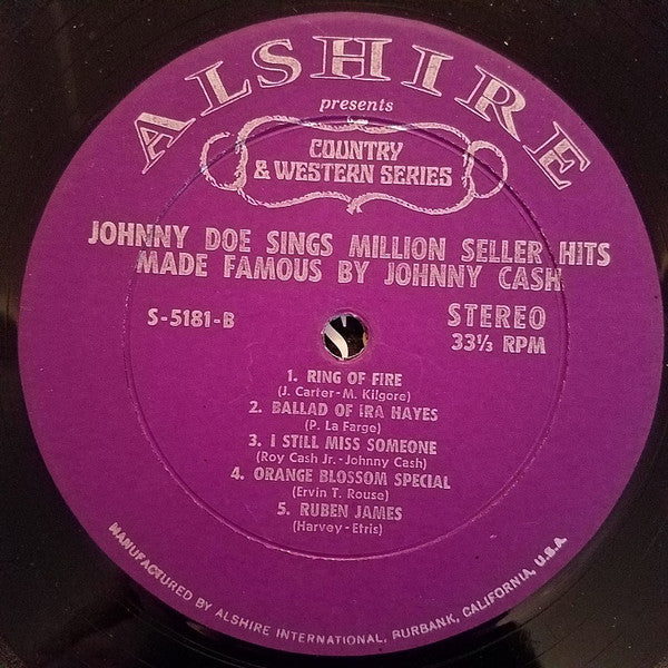 Johnny Doe - Sings The Million Seller Country Sound Made Famous By Johnny Cash