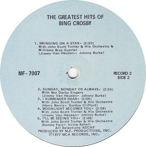 The Greatest Hits Of Bing Crosby - secondary