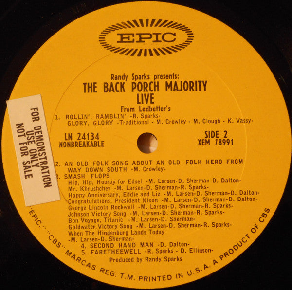 The Back Porch Majority - Randy Sparks Presents: The Back Porch Majority Live From Ledbetter's