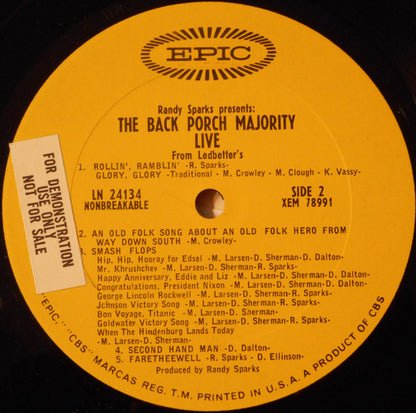 The Back Porch Majority - Randy Sparks Presents: The Back Porch Majority Live From Ledbetter's