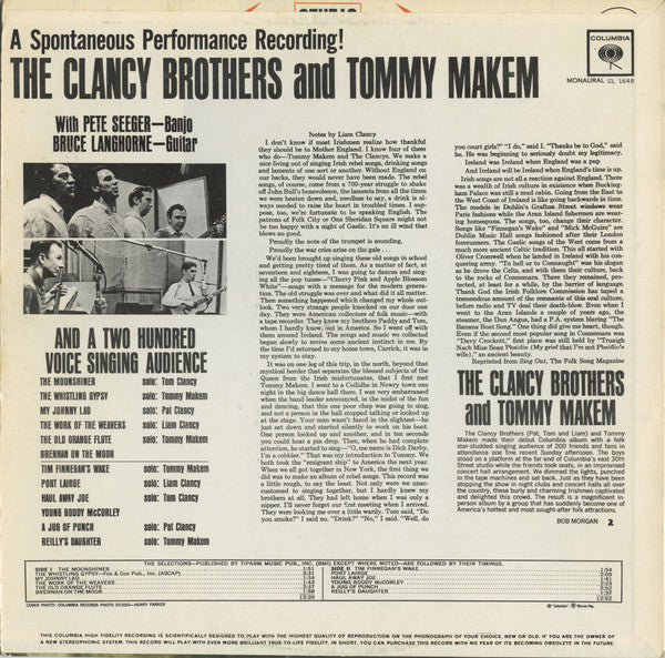 The Clancy Brothers & Tommy Makem, Pete Seeger, Bruce Langhorne - A Spontaneous Performance Recording! The Clancy Brothers And Tommy Makem