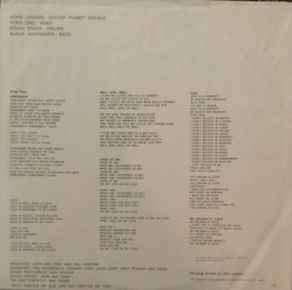 John Lennon / Plastic Ono Band - secondary