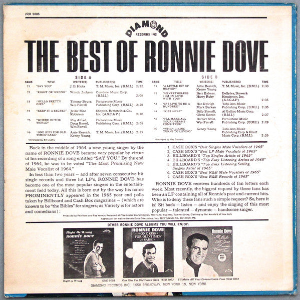 The Best Of Ronnie Dove - secondary
