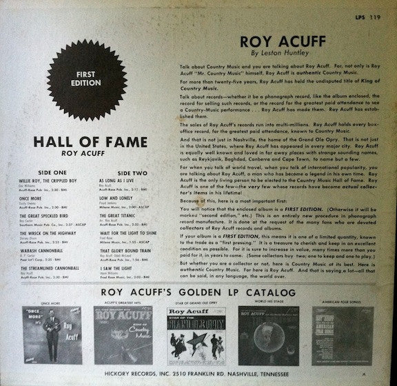 Roy Acuff - Country Music Hall Of Fame