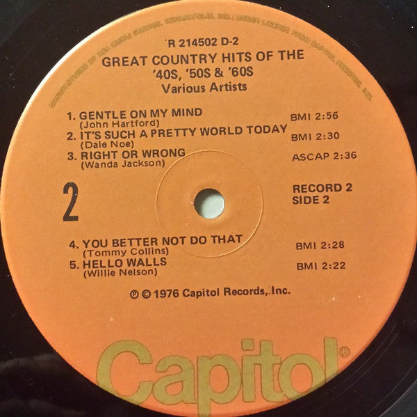 Great Country Hits Of The 40's 50's & 60's - secondary