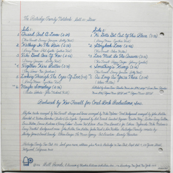 The Partridge Family, Shirley Jones, David Cassidy - The Partridge Family Notebook