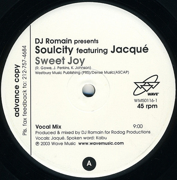12" Single: DJ Romain, Soul City - Sweet Joy
