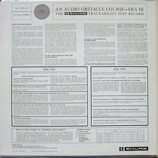 Various - Audio Obstacle Course - Era III (The Shure Trackability Test Record)