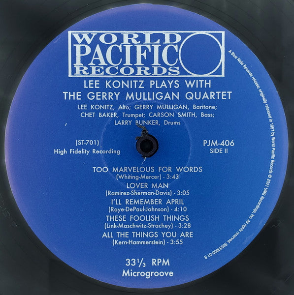 Lee Konitz Plays With The Gerry Mulligan Quartet - secondary