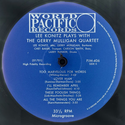 Lee Konitz Plays With The Gerry Mulligan Quartet - secondary