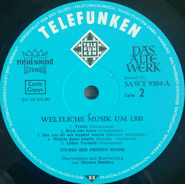 Robin Et Marion • Llibre Vermell U.A. - Weltliche Musik Um 1300 - secondary