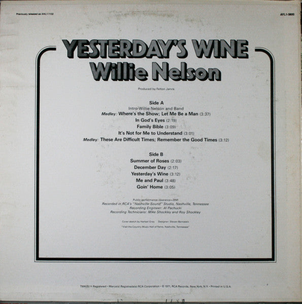 Yesterday's Wine - secondary