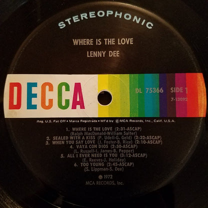 Lenny Dee - Where Is The Love
