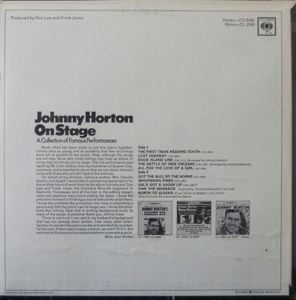 Johnny Horton On Stage - secondary