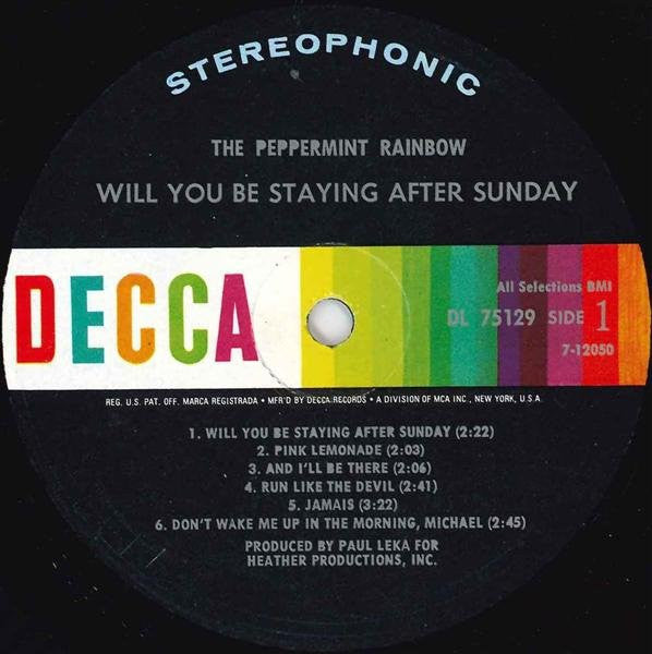 The Peppermint Rainbow - Will You Be Staying After Sunday