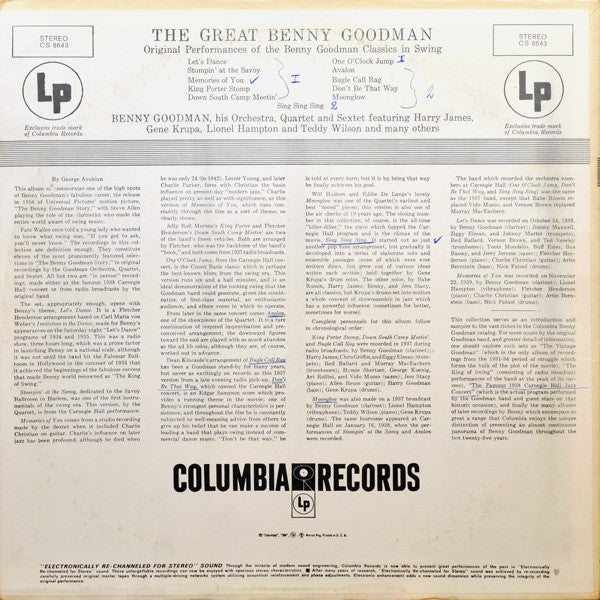 Benny Goodman, Benny Goodman And His Orchestra, The Benny Goodman Quartet, Benny Goodman Sextet - The Great Benny Goodman
