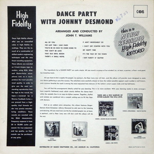 Dance Party Featuring Johnny Desmond - secondary