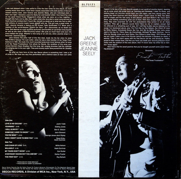 Jack Greene, Jeannie Seely - secondary