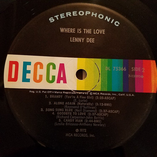 Lenny Dee (2) - Where Is The Love