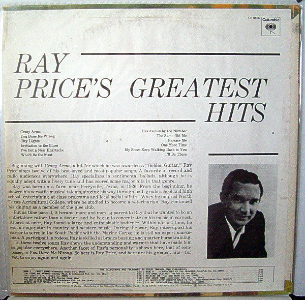 Ray Price's Greatest Hits - secondary