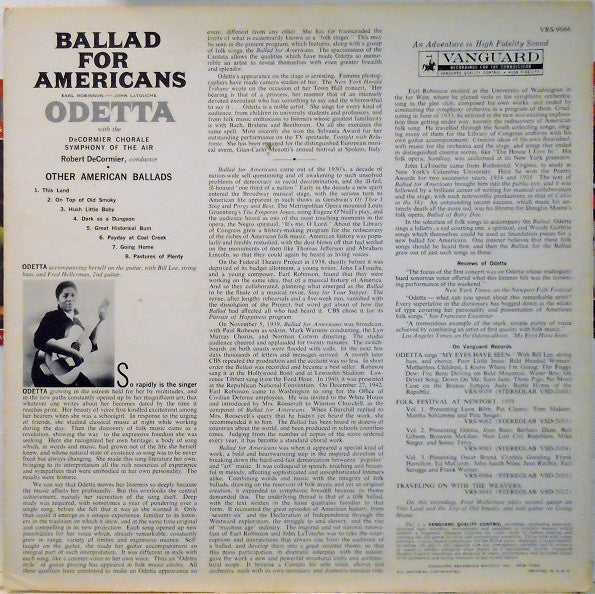 Odetta Sings The Ballad For Americans And Other American Ballads - secondary