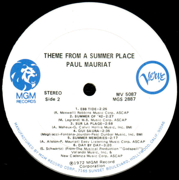 Theme From A Summer Place - secondary