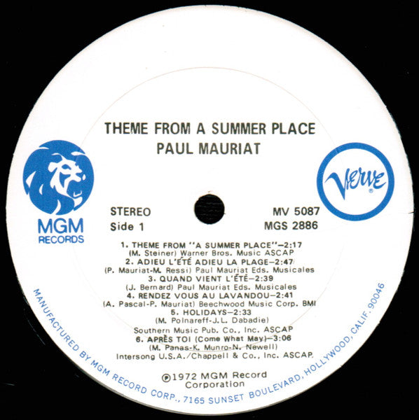 Theme From A Summer Place - secondary