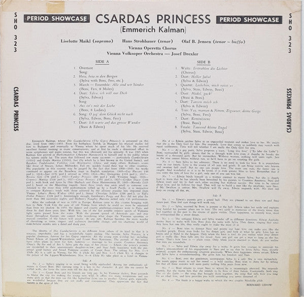 Emmerich Kálmán, Wiener Operetten-Chor, Wiener Volksopernorchester, Josef Drexler - Csardas Princess