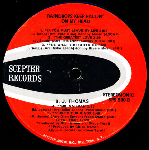 Raindrops Keep Fallin' On My Head - secondary