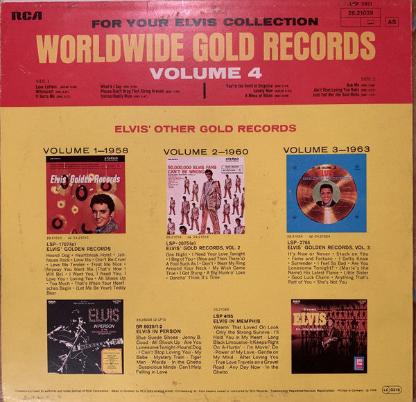 Elvis Presley - Elvis' Gold Records - Volume 4