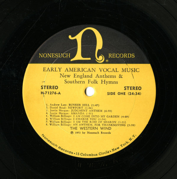 The Western Wind - Early American Vocal Music: New England Anthems & Southern Folk Hymns