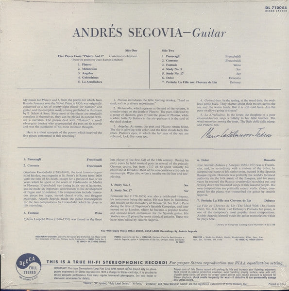 Andrés Segovia - Five Pieces From "Platero And I"